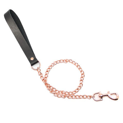 Love in Leather Chain Lead with Smooth Leather Hand Strap