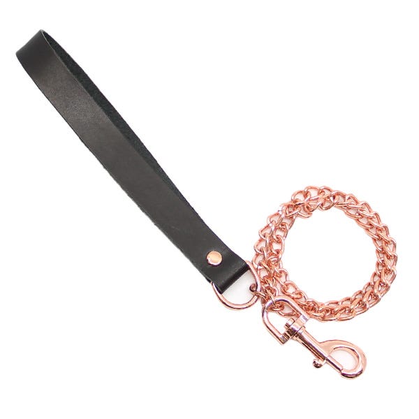 Love in Leather Chain Lead with Smooth Leather Hand Strap