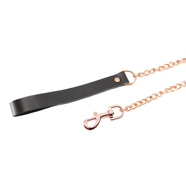 Love in Leather Chain Lead with Smooth Leather Hand Strap