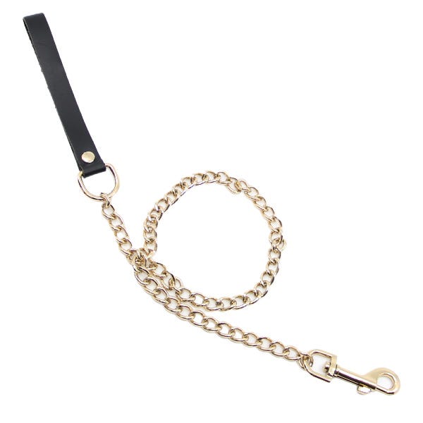 Love in Leather Chain Lead with Smooth Leather Hand Strap