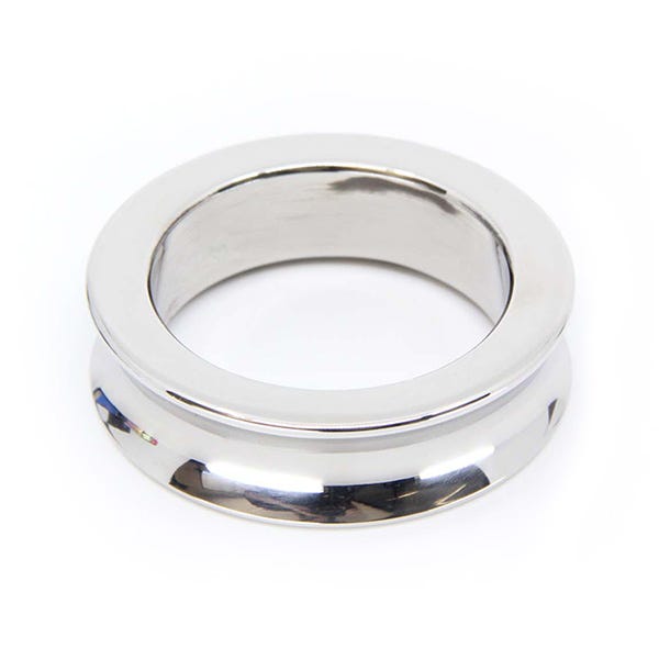 Love In Leather 50mm Stainless Steel Concave Cock Ring