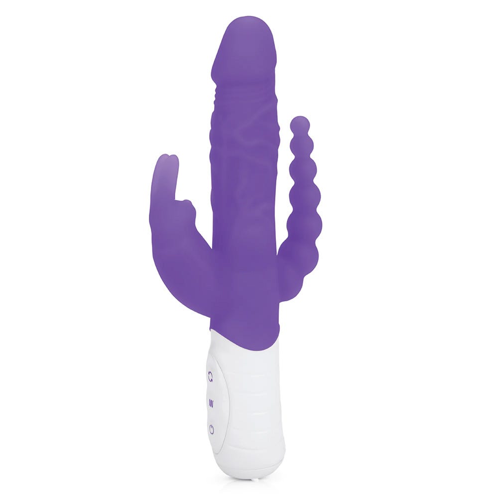 Rabbit Essentials Slim Double Penetration Rechargeable Rabbit Vibrator with Rotating Beads