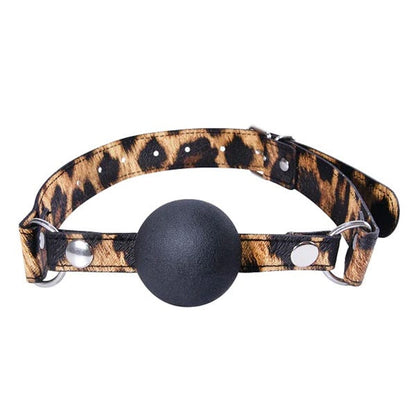 Excellent Power Leopard Frenzy Silicone Ball Gag with Leopard Print Strap