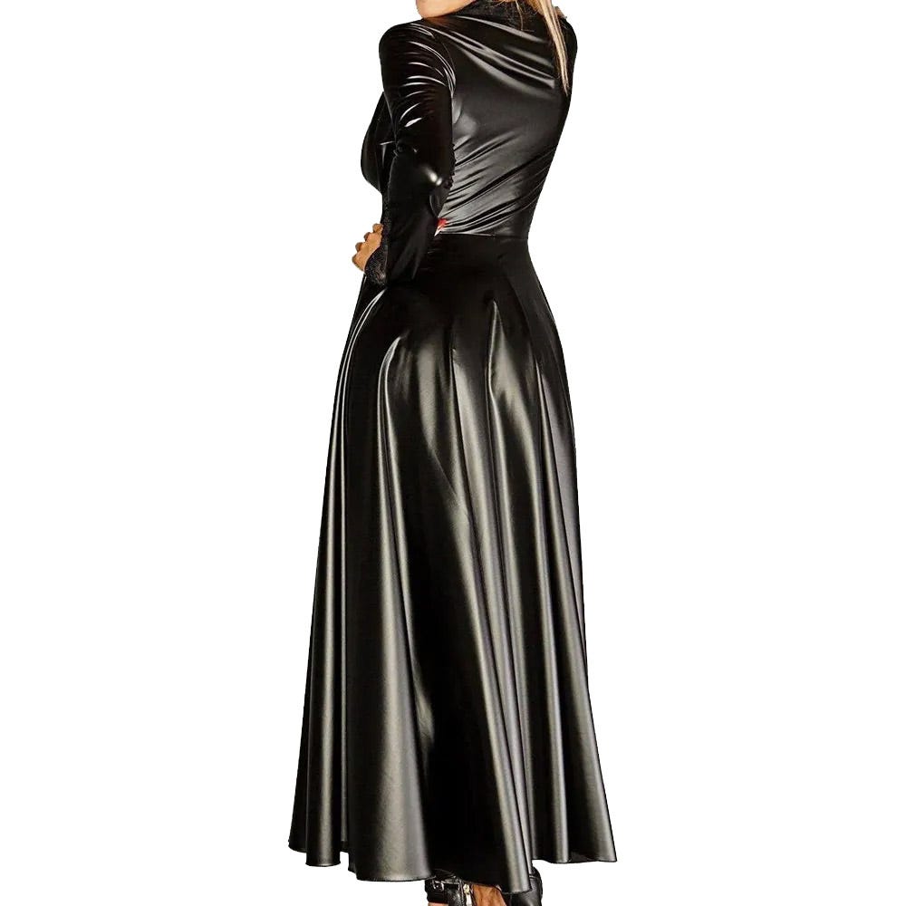 Noir Power Wetlook Gown Coat