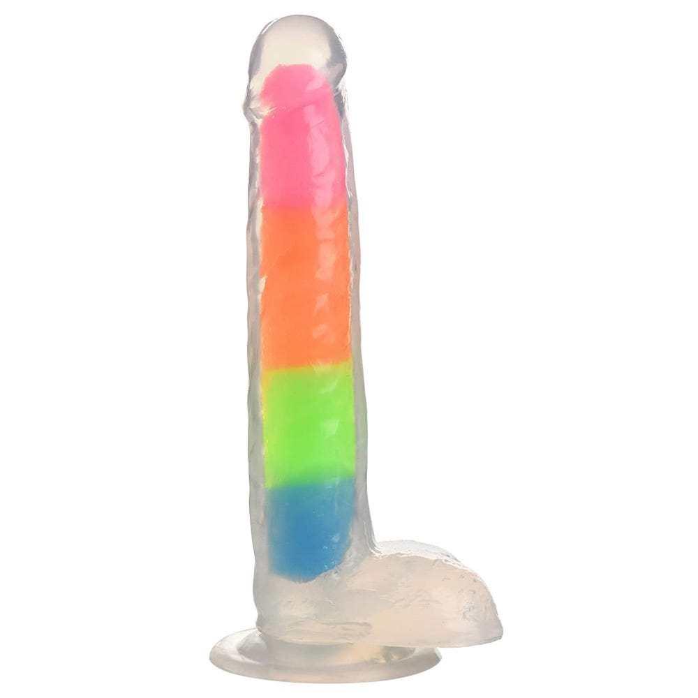 Lollicock 7 In Glow Rainbow Dildo with Balls