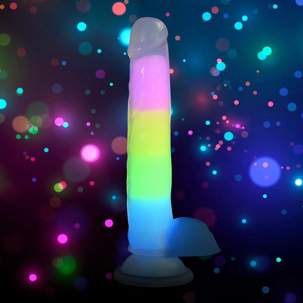 Lollicock 7 In Glow Rainbow Dildo with Balls