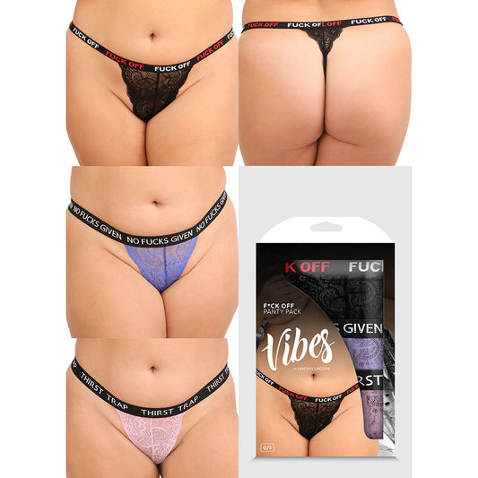 Fantasy Lingerie Vibe F*ck Panty Pack Queen Size 3-Piece G-String Set