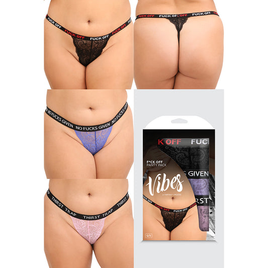 Fantasy Lingerie Vibes F*ck Panty Pack 3 Piece - Queen Size