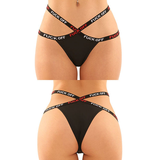 Fantasy Lingerie Vibes Fuck Off Strappy Panty 2 Pack - L/XL