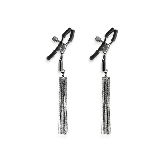 Bound D2 Adjustable Nipple Clamps with Tassels - Charcoal