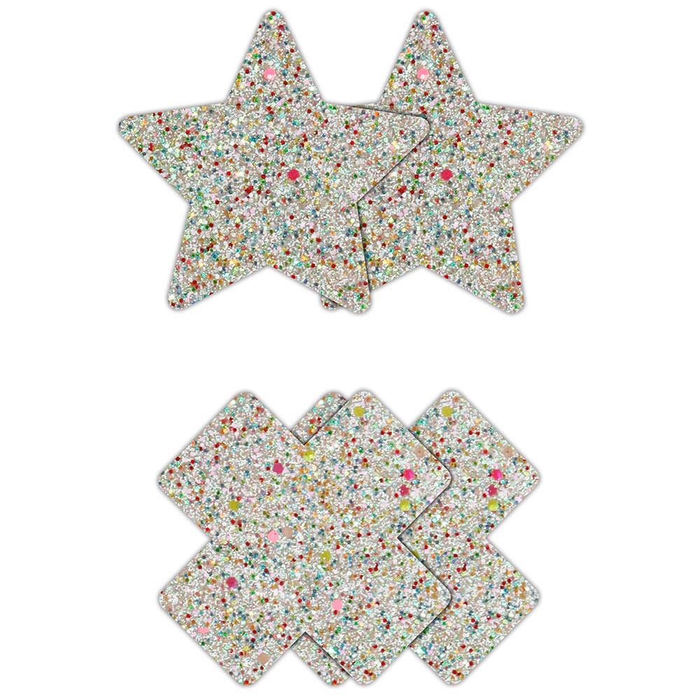 Pretty Pasties Glow-In-The-Dark Glitter Star and Cross 2-Pack