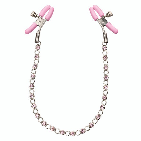 Nipple Play Crystal Chain Pink Nipple Clamps