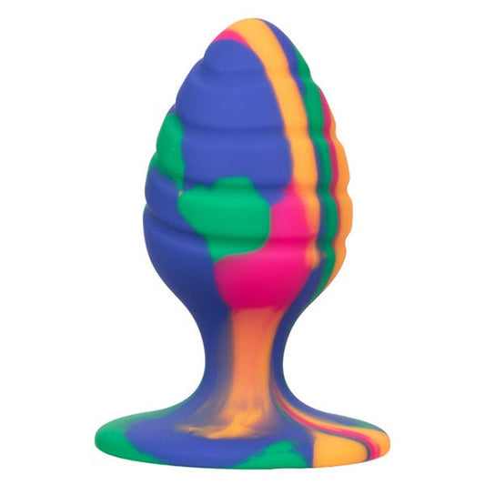 Cheeky Medium Textured Silicone Tie-Dye Swirl Butt Plug