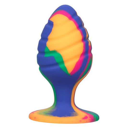 Cheeky Large Textured Silicone Tie-Dye Swirl Butt Plug