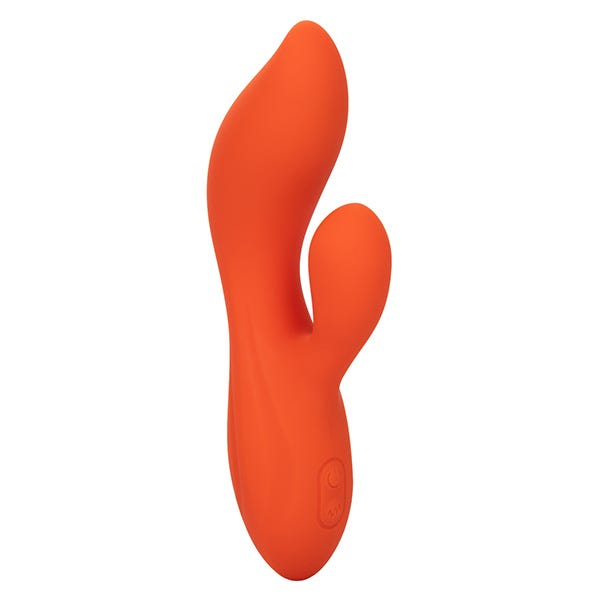 Stella Orange Liquid Silicone Dual Pleaser Curved G-Spot Rabbit Vibrator