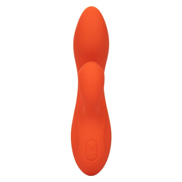 Stella Orange Liquid Silicone Dual Pleaser Curved G-Spot Rabbit Vibrator