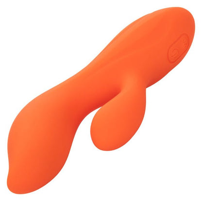 Stella Orange Liquid Silicone Dual Pleaser Curved G-Spot Rabbit Vibrator