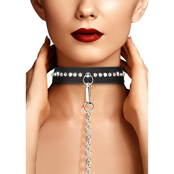 Ouch! Diamond Studded Collar with Leash