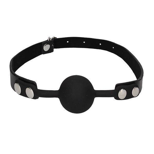 Ouch Black & White Silicone Ball Gag Leather Straps