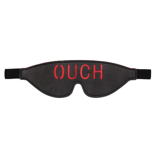 Ouch Black & White Stitched Leather Logo Eye Mask