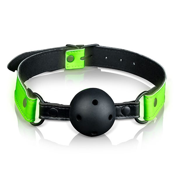 Ouch! Glow In the Dark Bonded Leather Breathable Ball Gag