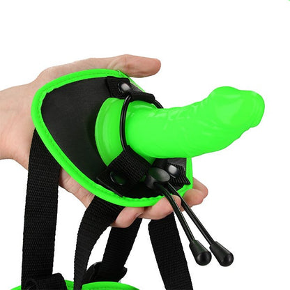 Ouch! Glow In the Dark Bonded Leather Strap-On with Silicone Dildo