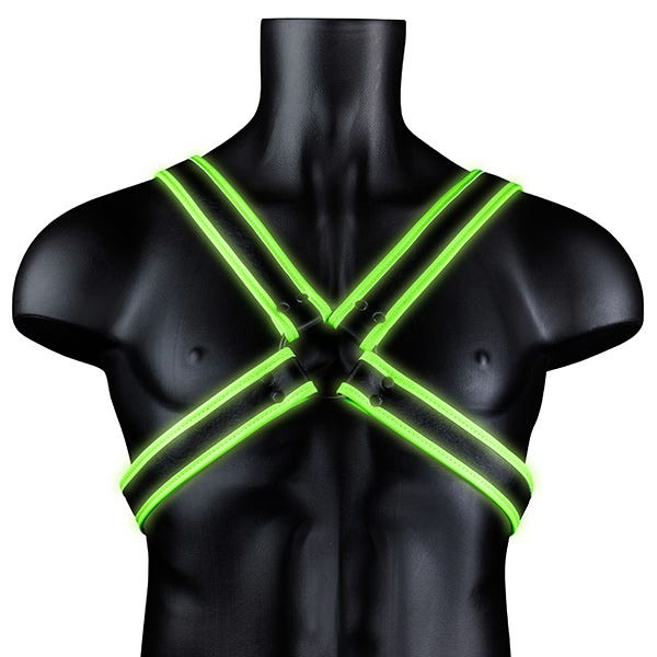 Ouch! Glow In The Dark Bonded Leather Cross Armour Harness