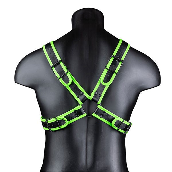 Ouch! Glow In The Dark Bonded Leather Cross Armour Harness