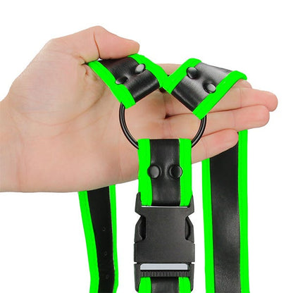 Ouch! Glow In The Dark Bonded Leather Buckle Harness