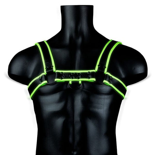 Ouch! Glow In The Dark Bonded Leather Bulldog Harness