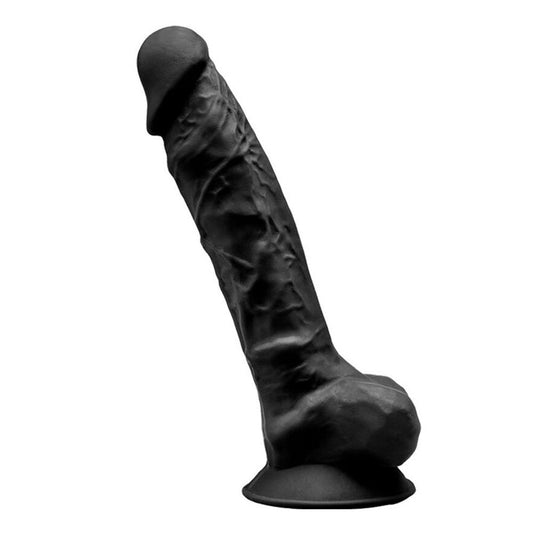 SilexD Model 1 Vibrating Silicone 8 Inch Dildo with Balls - Black