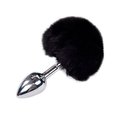 Alive BDSM Line Anal Pleasure Metal Anal Fluffy Butt Plug Small - Black