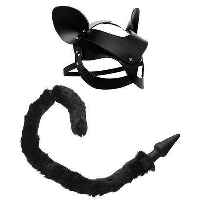 Tailz Black Cat Tail Anal Plug & Mask Set