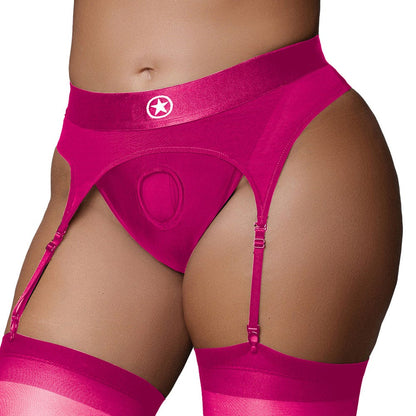 Ouch! Vibrating Strap-on Garter Thong with Rechargeable Bullet