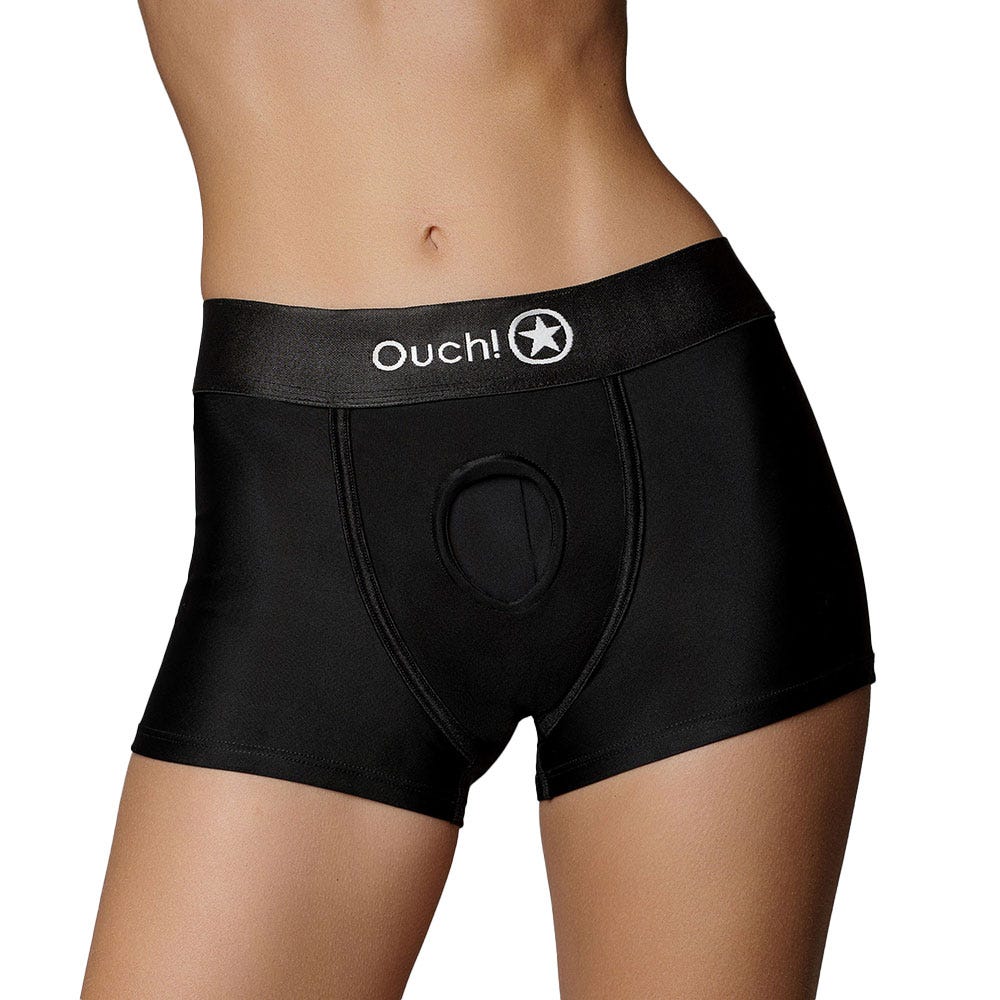 Ouch! Vibrating Strap-On Boxer Harness with Rechargeable Bullet