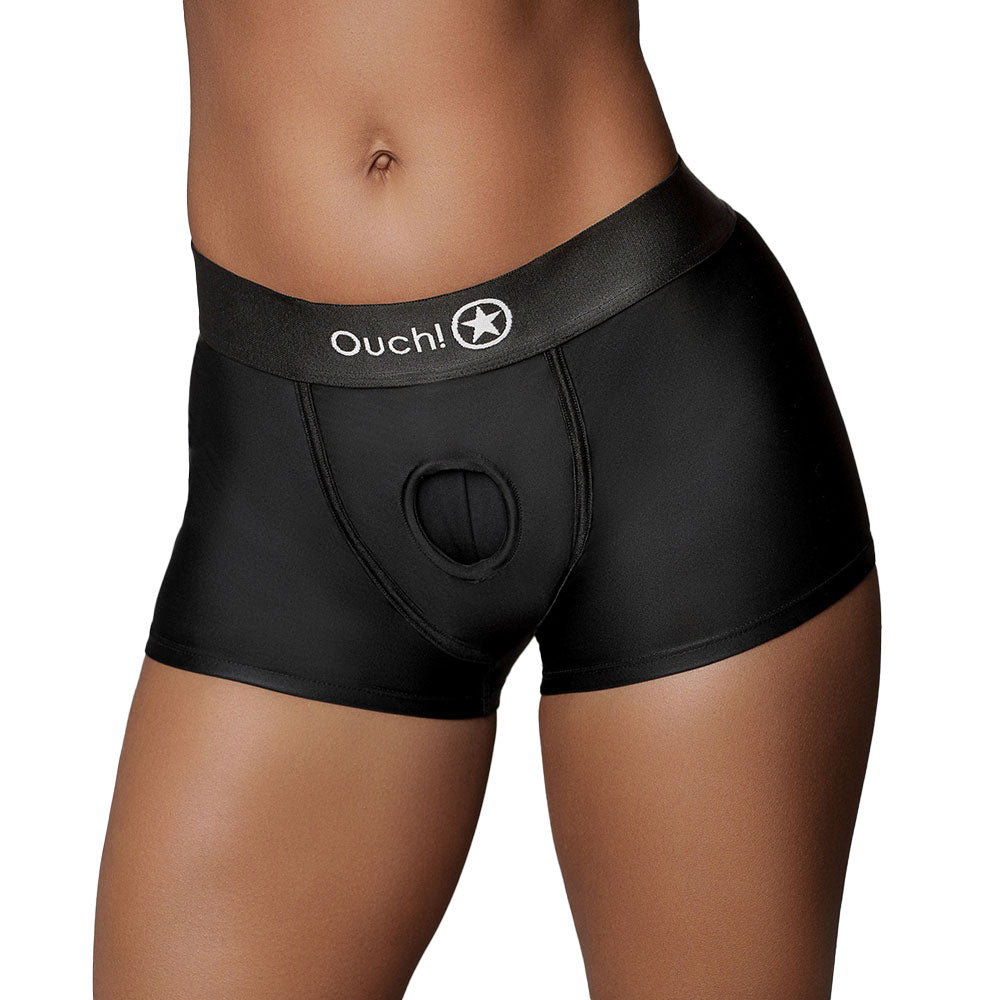 Ouch! Vibrating Strap-On Boxer Harness with Rechargeable Bullet