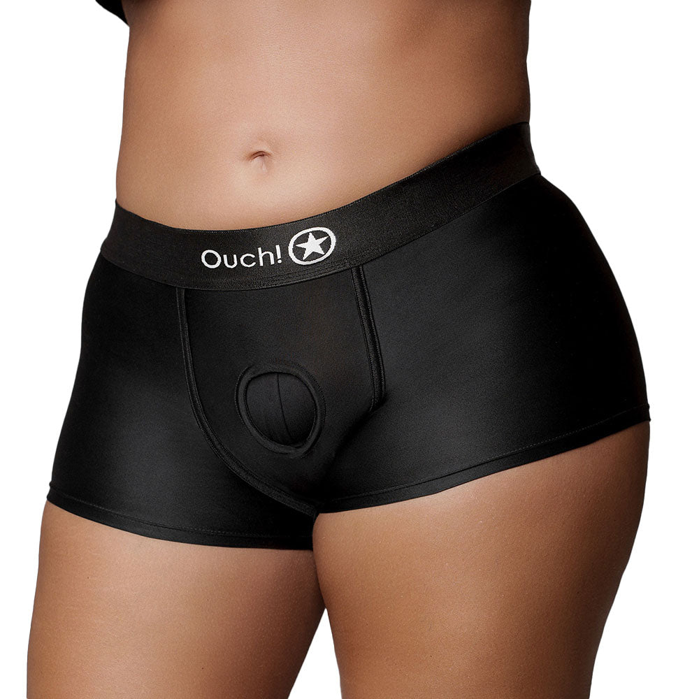 Ouch! Vibrating Strap-On Boxer Harness with Rechargeable Bullet