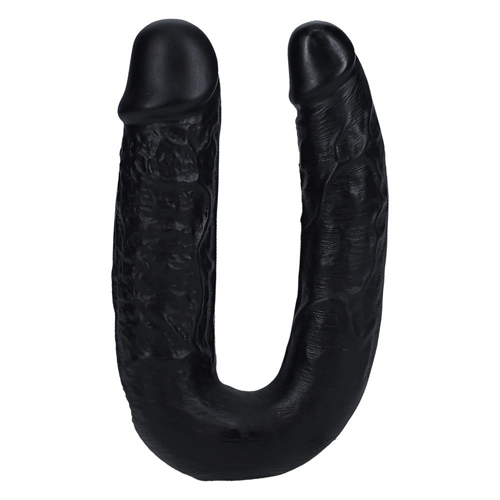 RealRock 5 Inch U Shape Realistic Double Dildo - Black