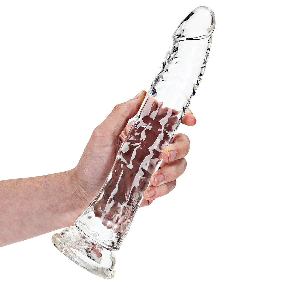 RealRock 10 Inch Crystal Clear Realistic Dildo with Balls & Suction Cup Base